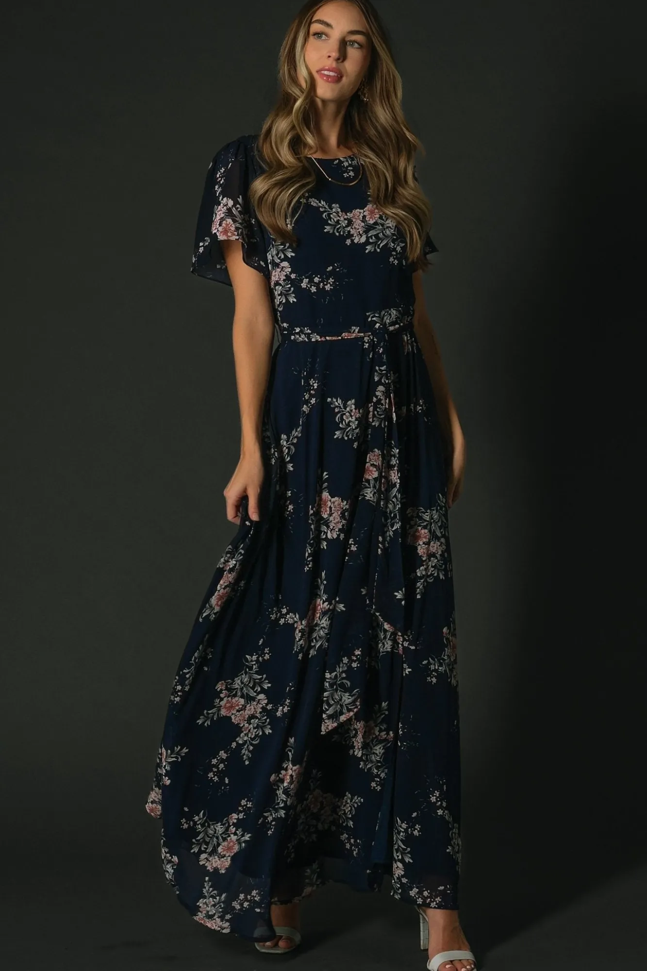 Baltic Born Naomi Short Sleeve Maxi Dress | Navy Floral
