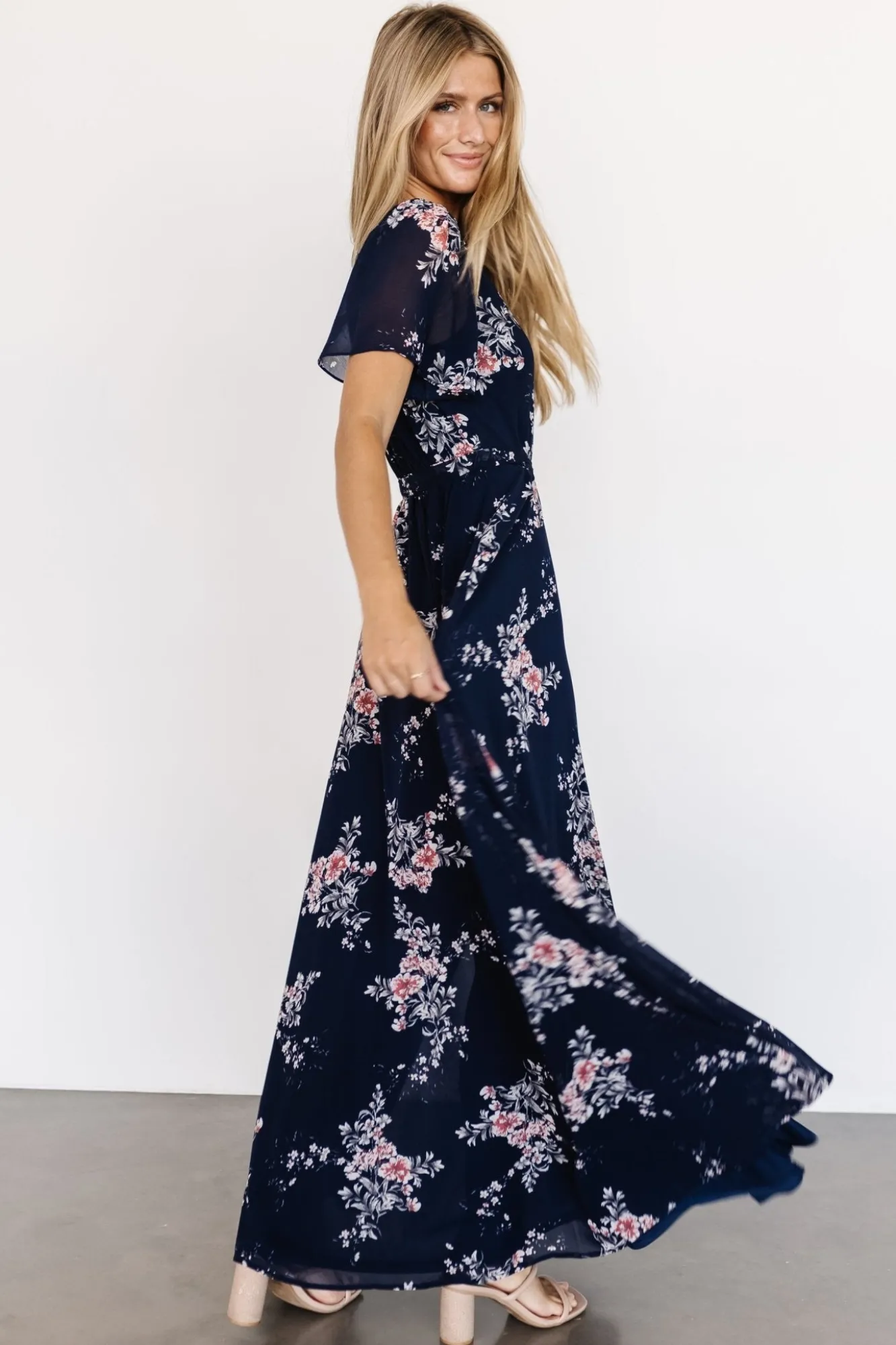Baltic Born Naomi Short Sleeve Maxi Dress | Navy Floral