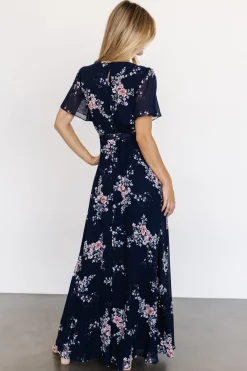 Baltic Born Naomi Short Sleeve Maxi Dress | Navy Floral