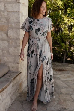 Baltic Born Naomi Short Sleeve Maxi Dress | Pale Blue Floral