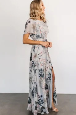 Baltic Born Naomi Short Sleeve Maxi Dress | Pale Blue Floral
