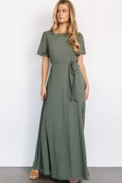 Baltic Born Naomi Short Sleeve Maxi Dress | Dark Sage