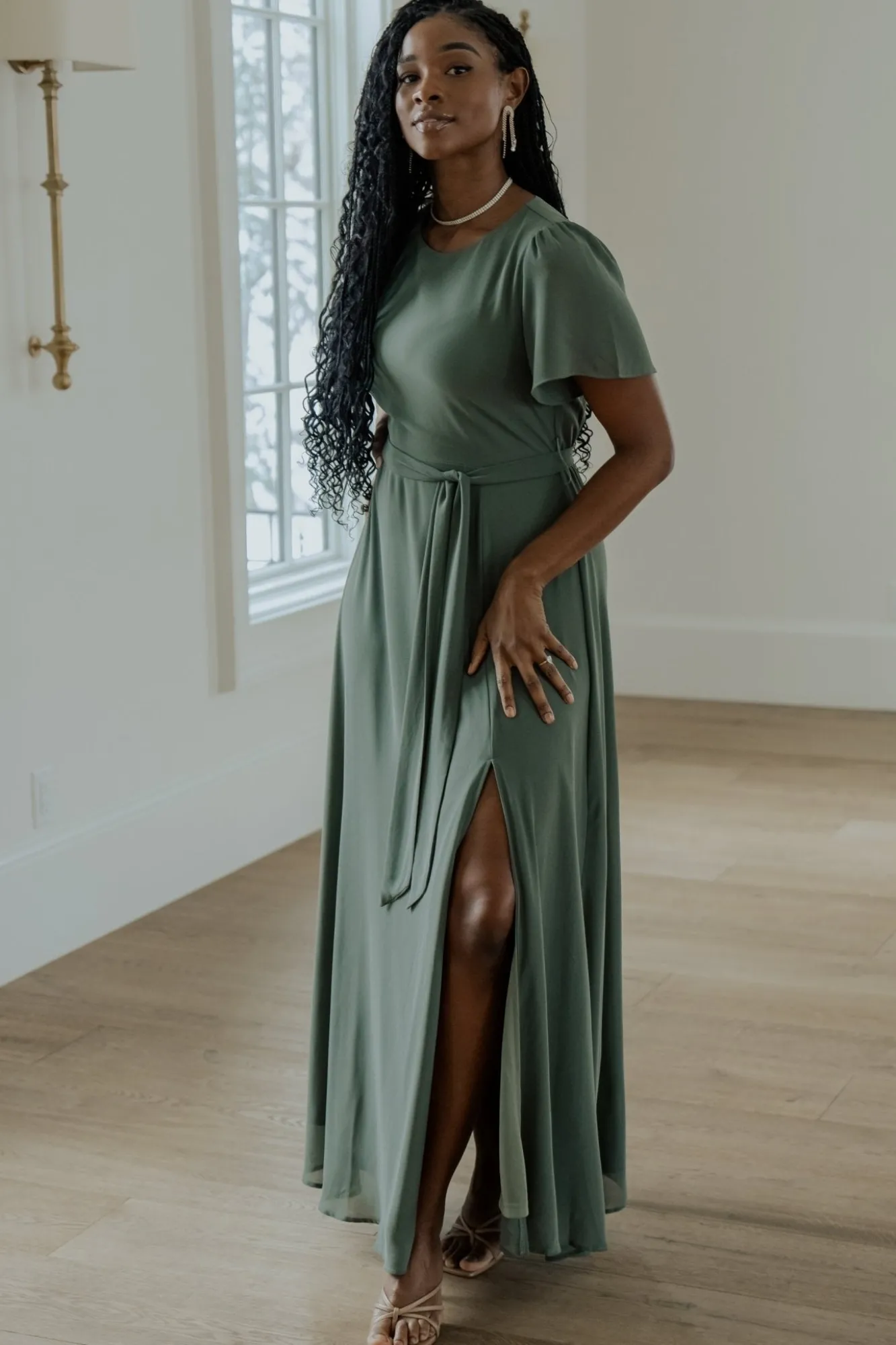 Baltic Born Naomi Short Sleeve Maxi Dress | Dark Sage