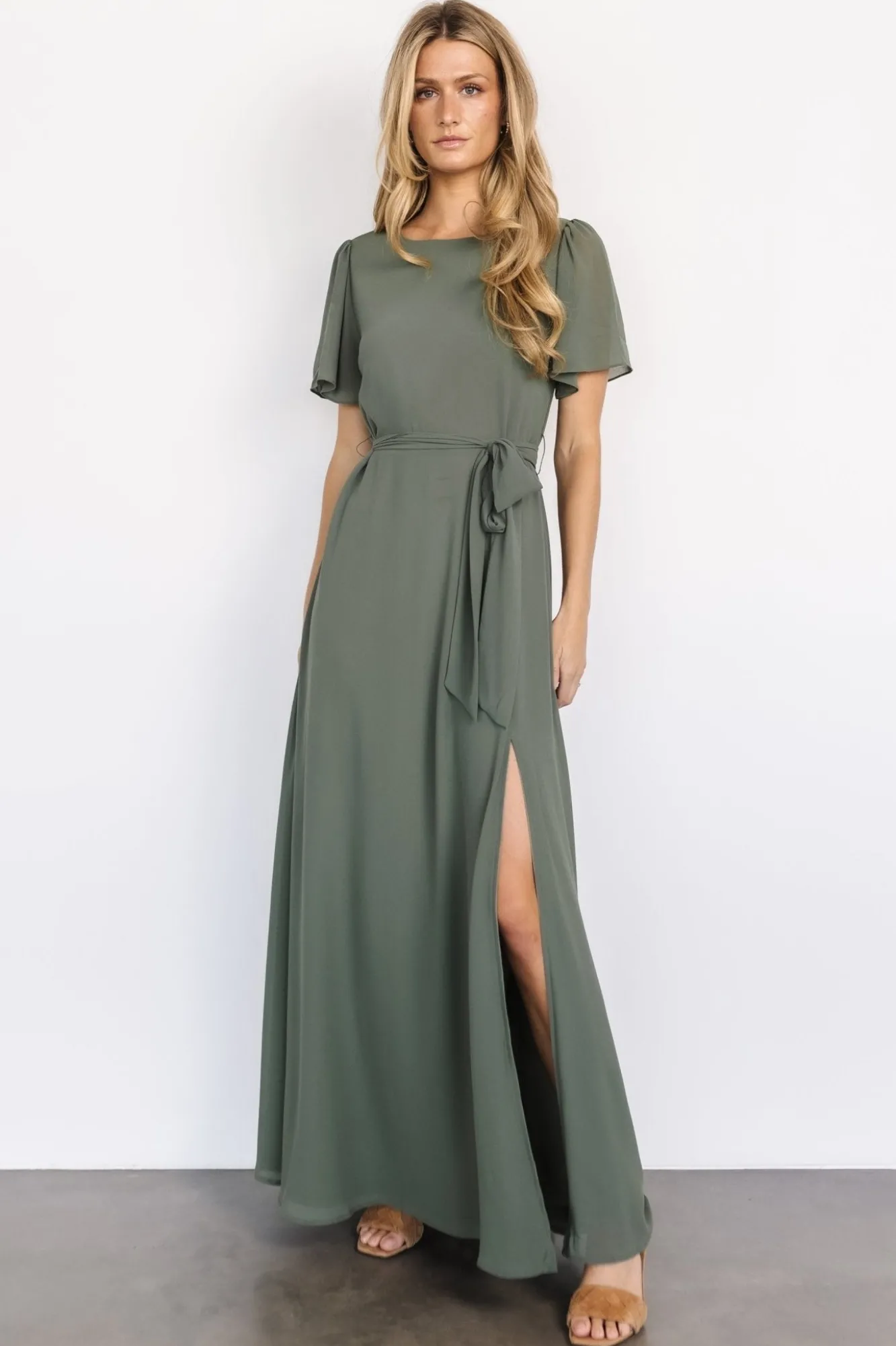Baltic Born Naomi Short Sleeve Maxi Dress | Dark Sage
