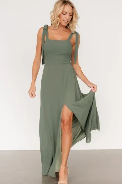 Baltic Born Necia Tie Shoulder Maxi Dress | Dark Sage