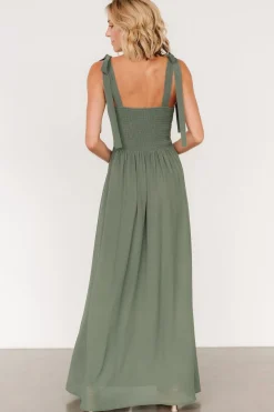 Baltic Born Necia Tie Shoulder Maxi Dress | Dark Sage