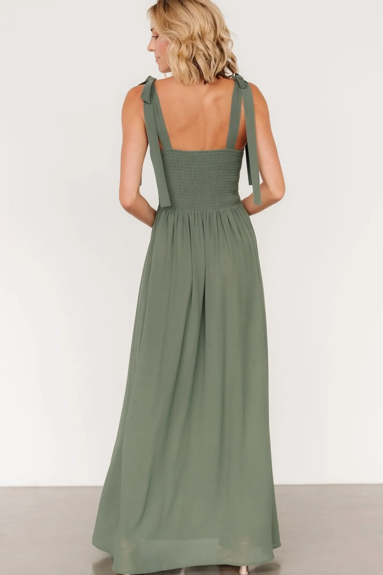 Baltic Born Necia Tie Shoulder Maxi Dress | Dark Sage