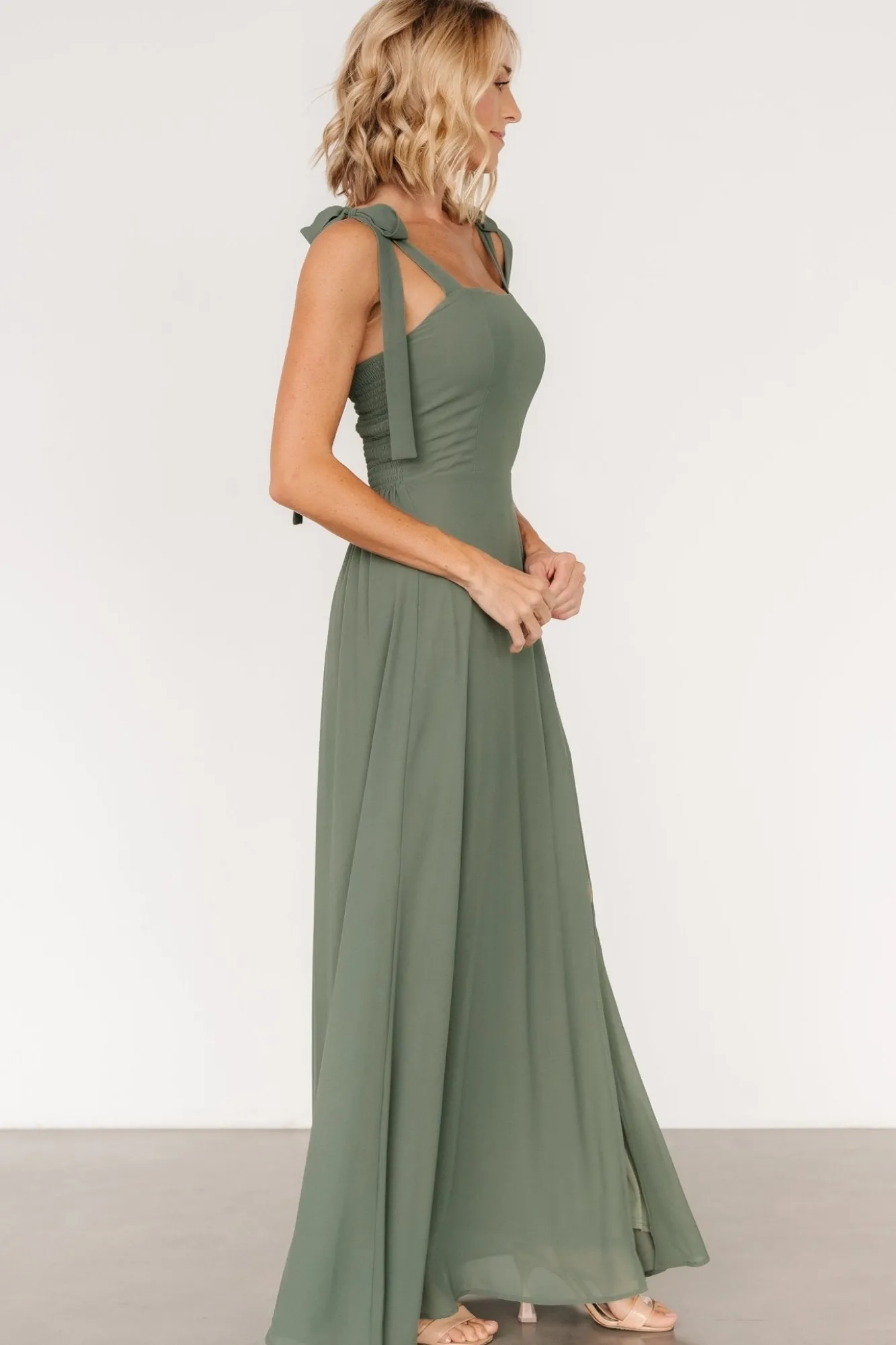 Baltic Born Necia Tie Shoulder Maxi Dress | Dark Sage