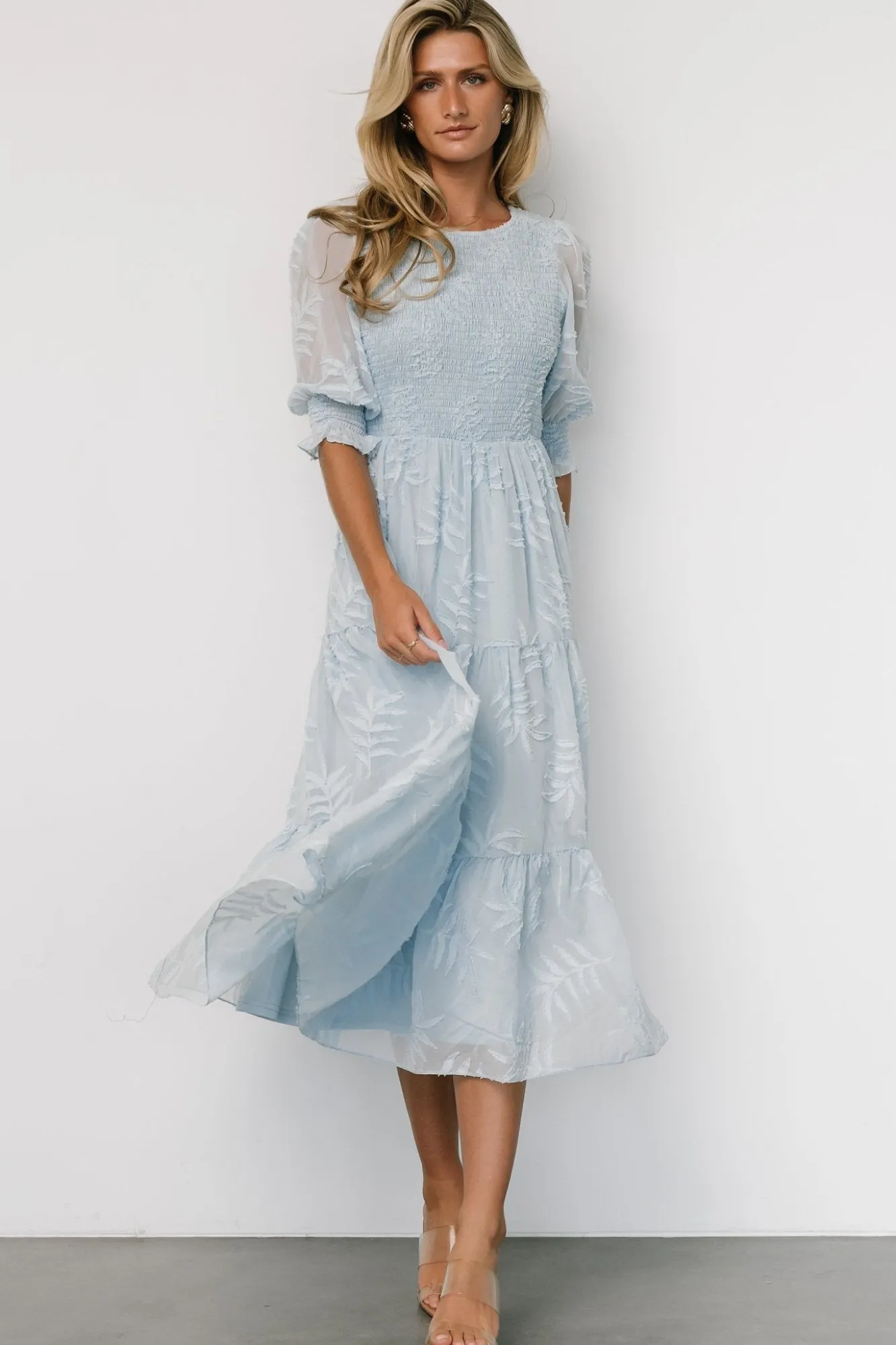 Baltic Born Nellie Smocked Midi Dress | Light Blue