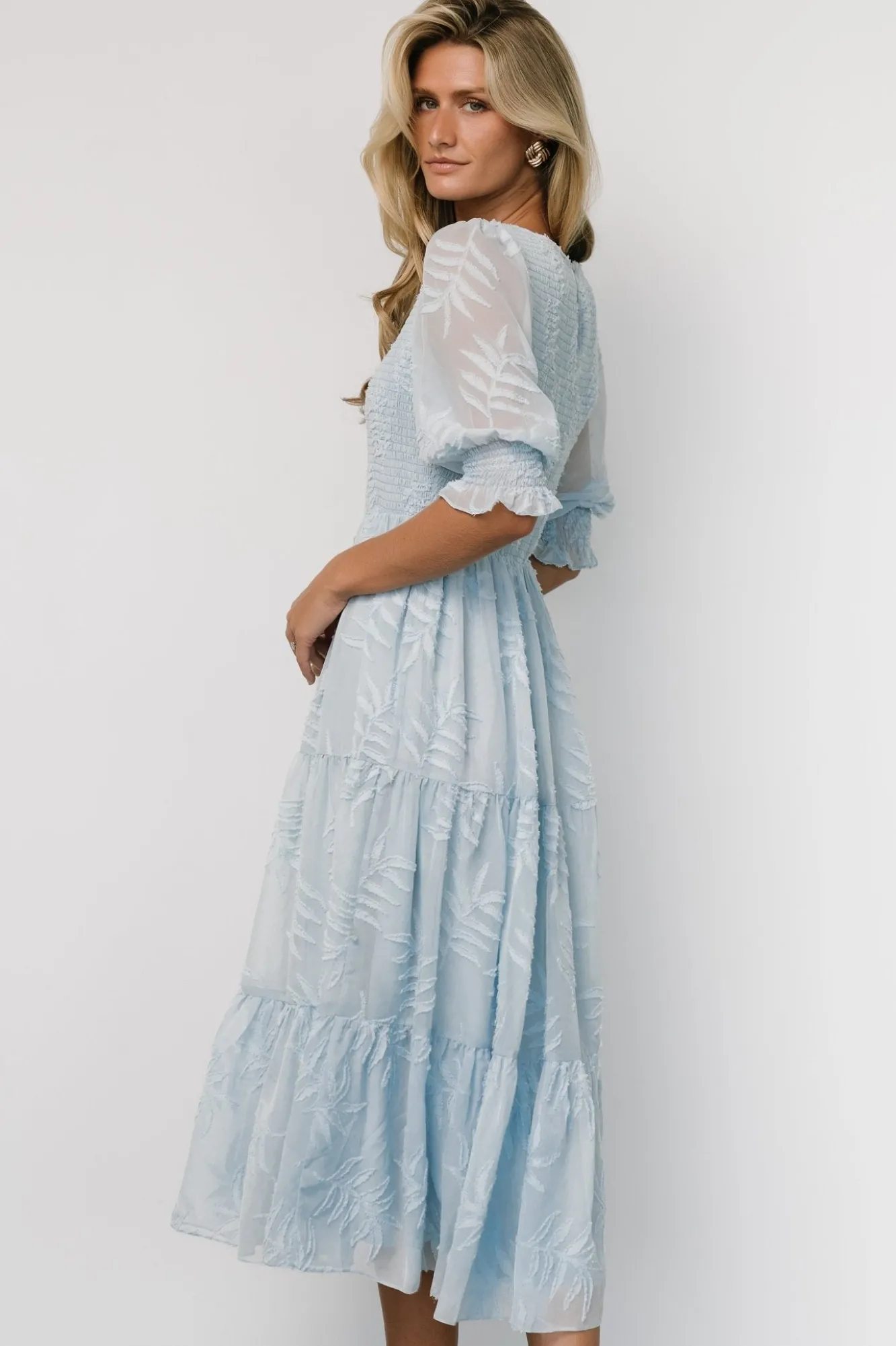 Baltic Born Nellie Smocked Midi Dress | Light Blue