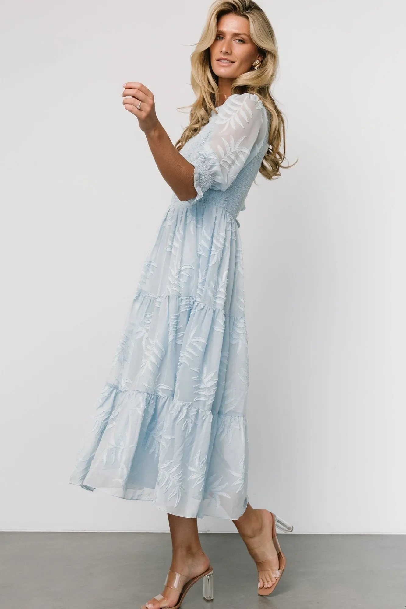 Baltic Born Nellie Smocked Midi Dress | Light Blue