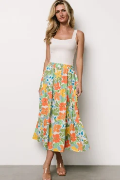 Baltic Born Nika Tiered Skirt | Orange + Blue Floral