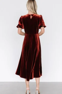 Baltic Born Nita Velvet Midi Dress | Deep Cinnamon