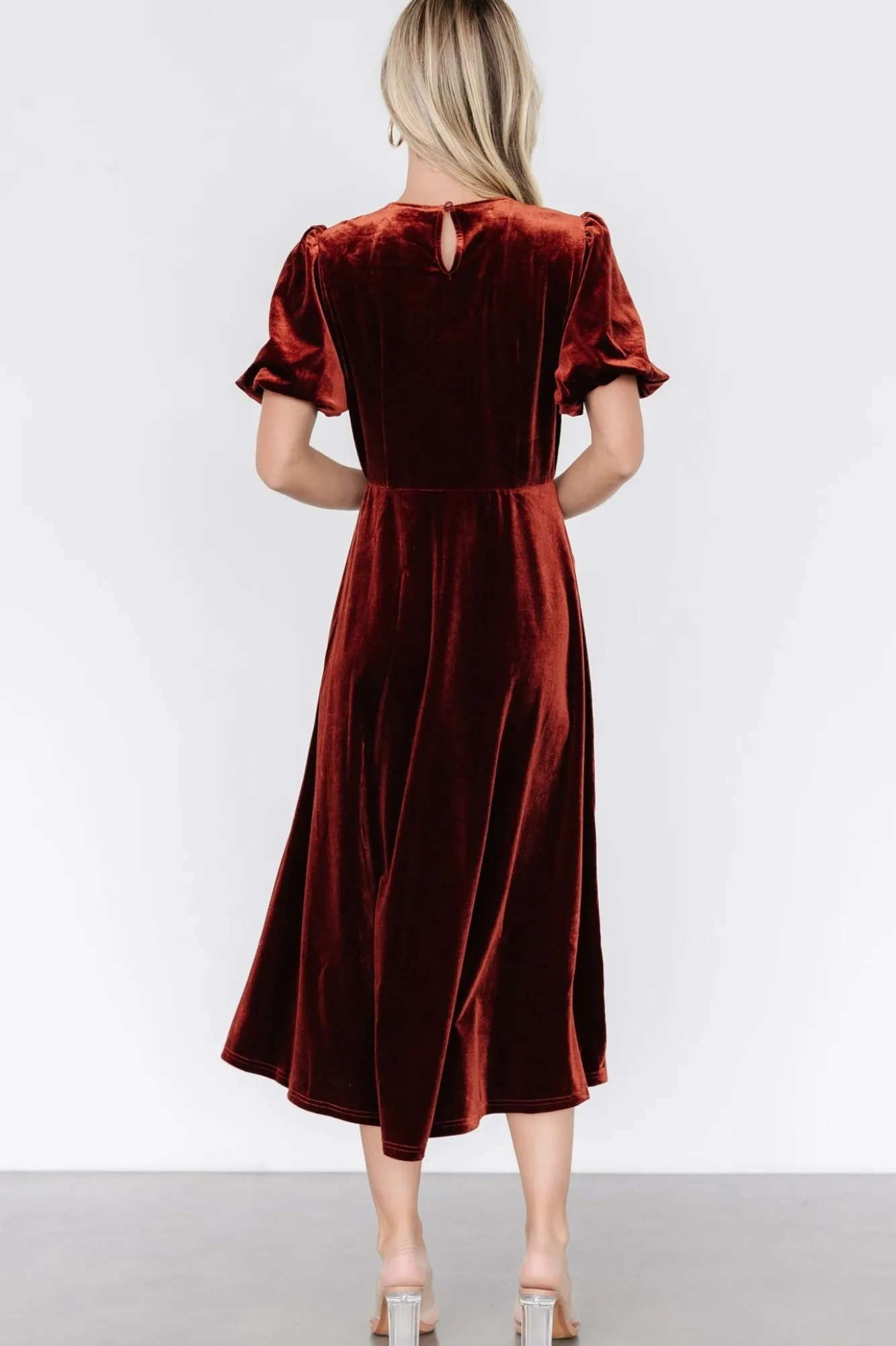 Baltic Born Nita Velvet Midi Dress | Deep Cinnamon