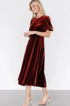 Baltic Born Nita Velvet Midi Dress | Deep Cinnamon