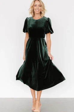 Baltic Born Nita Velvet Midi Dress | Deep Green