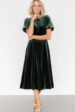 Baltic Born Nita Velvet Midi Dress | Deep Green