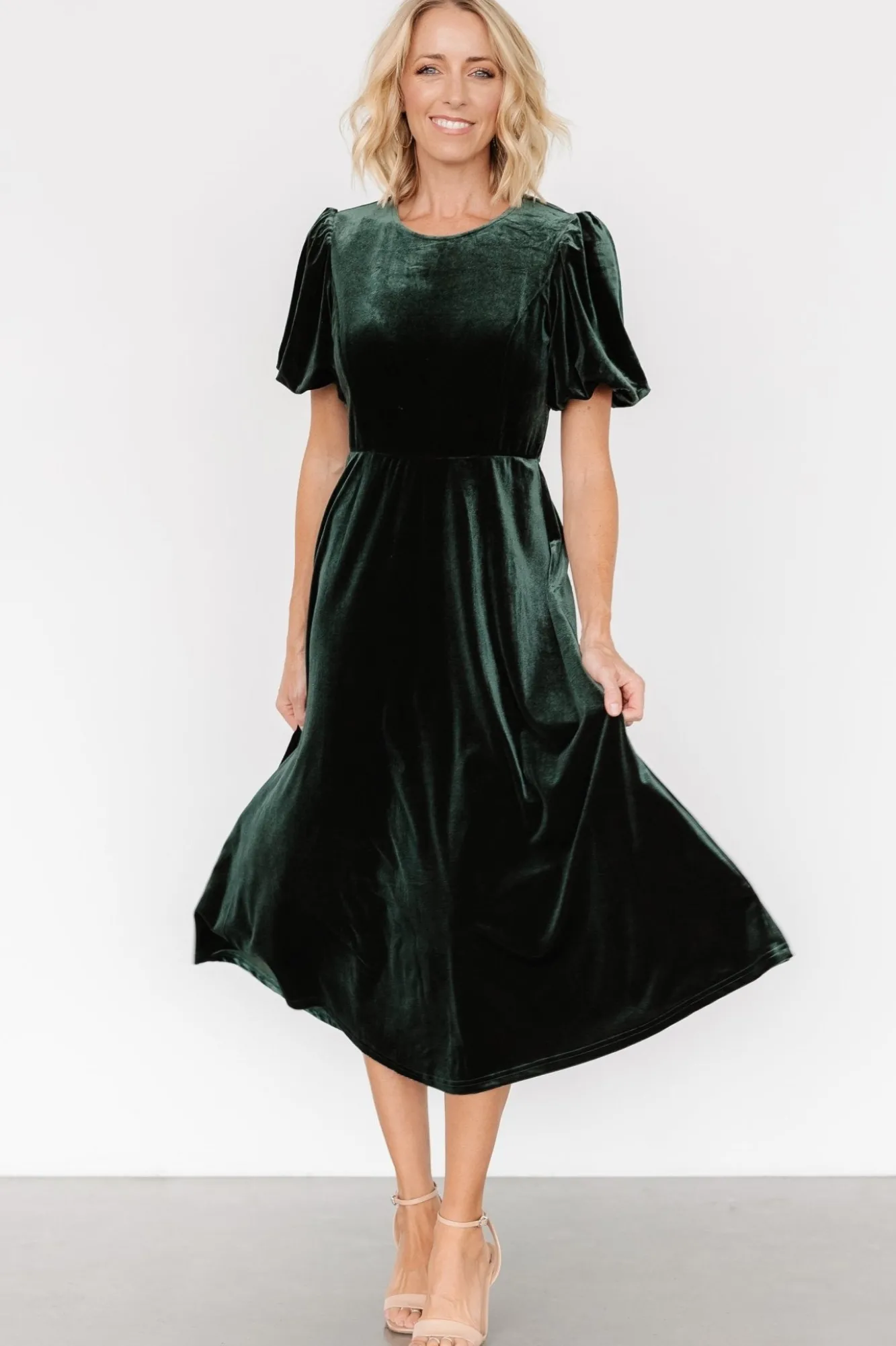 Baltic Born Nita Velvet Midi Dress | Deep Green