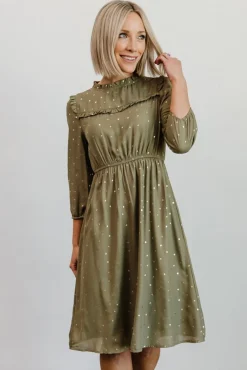 Baltic Born Nixon Pintuck Ruffle Midi Dress |