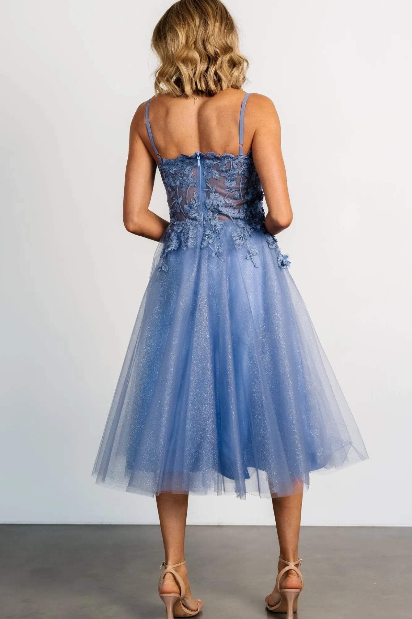Baltic Born Noelle Shimmer Midi Dress | Slate Blue