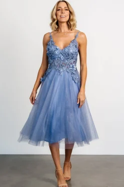 Baltic Born Noelle Shimmer Midi Dress | Slate Blue