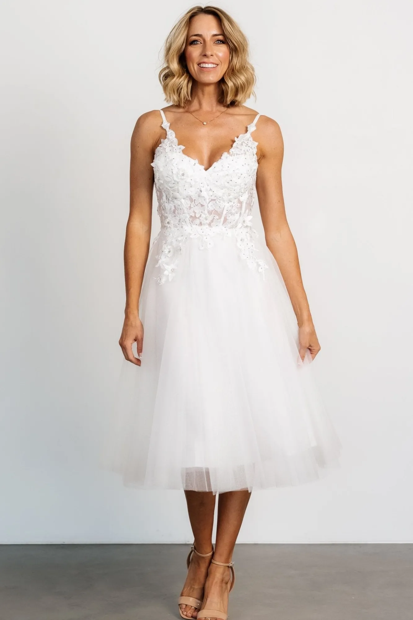 Baltic Born Noelle Shimmer Midi Dress | Off White