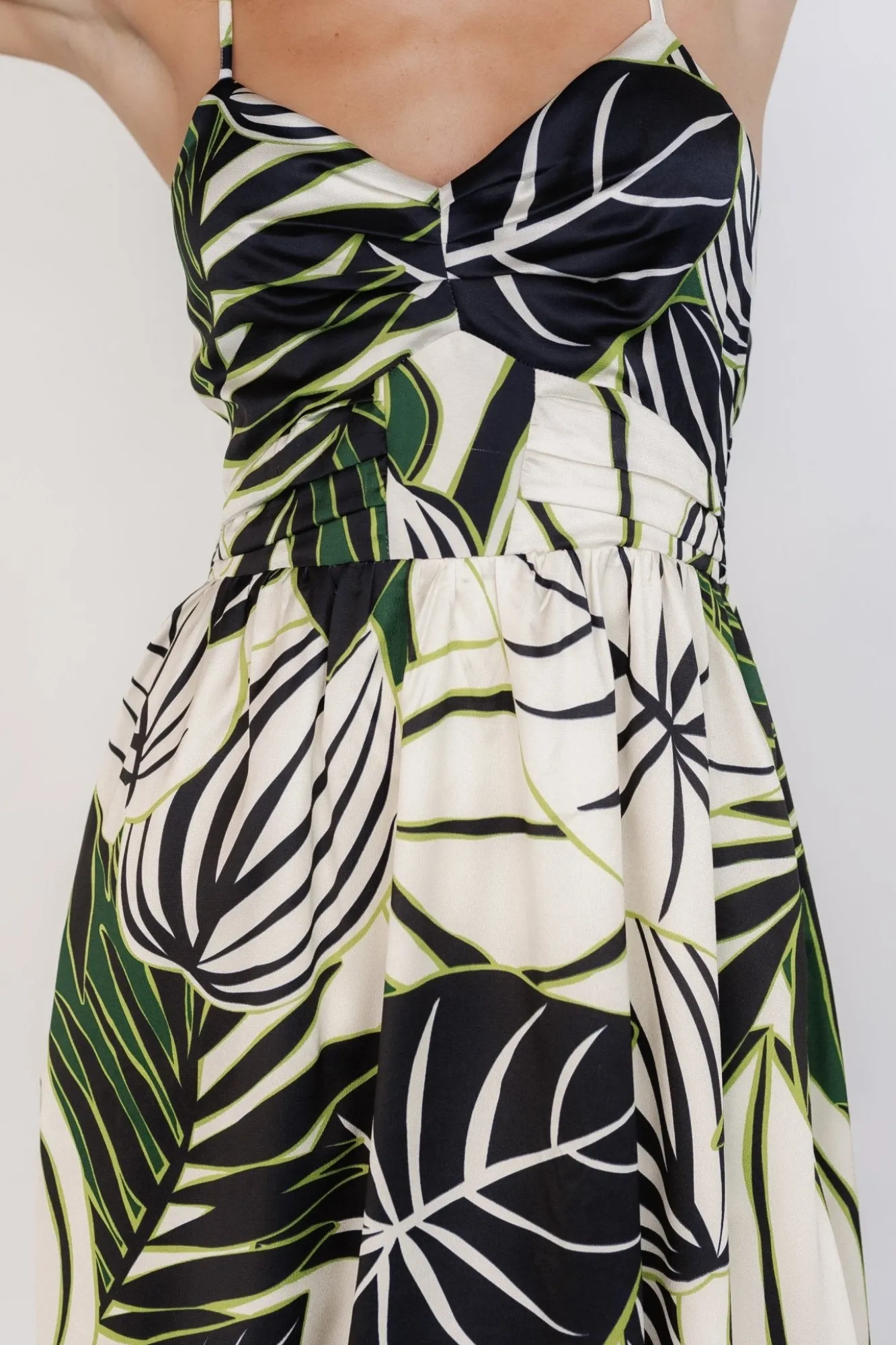 Baltic Born Norita Tie Back Tank Dress | Black + Green Print
