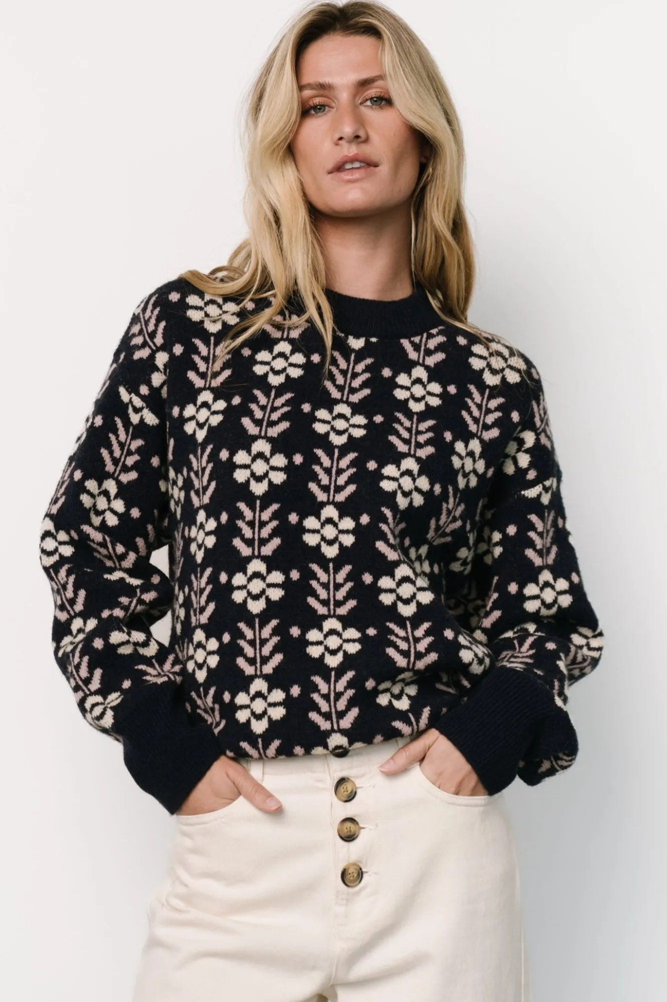 Baltic Born Norris Sweater | Navy Multi Floral