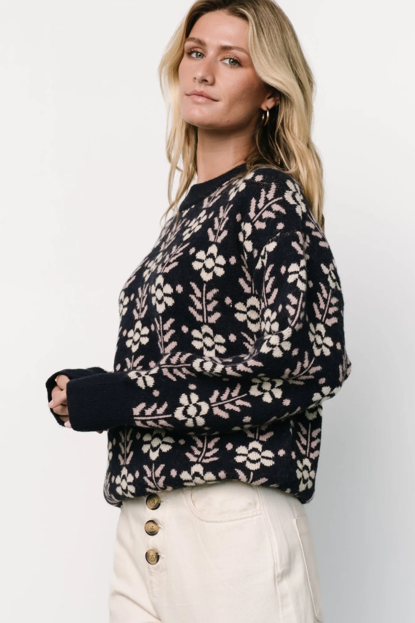 Baltic Born Norris Sweater | Navy Multi Floral