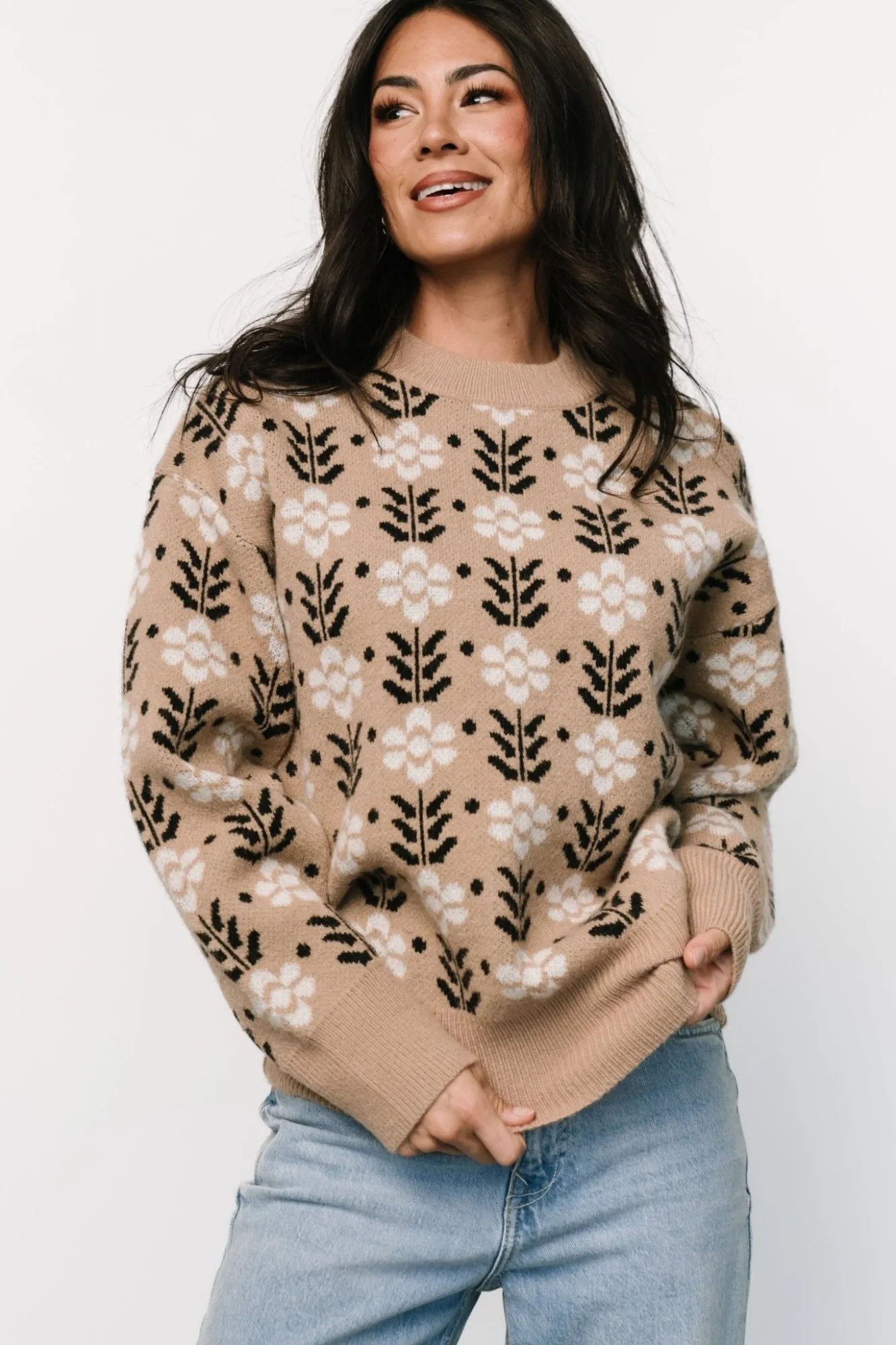 Baltic Born Norris Sweater | Tan Multi Floral