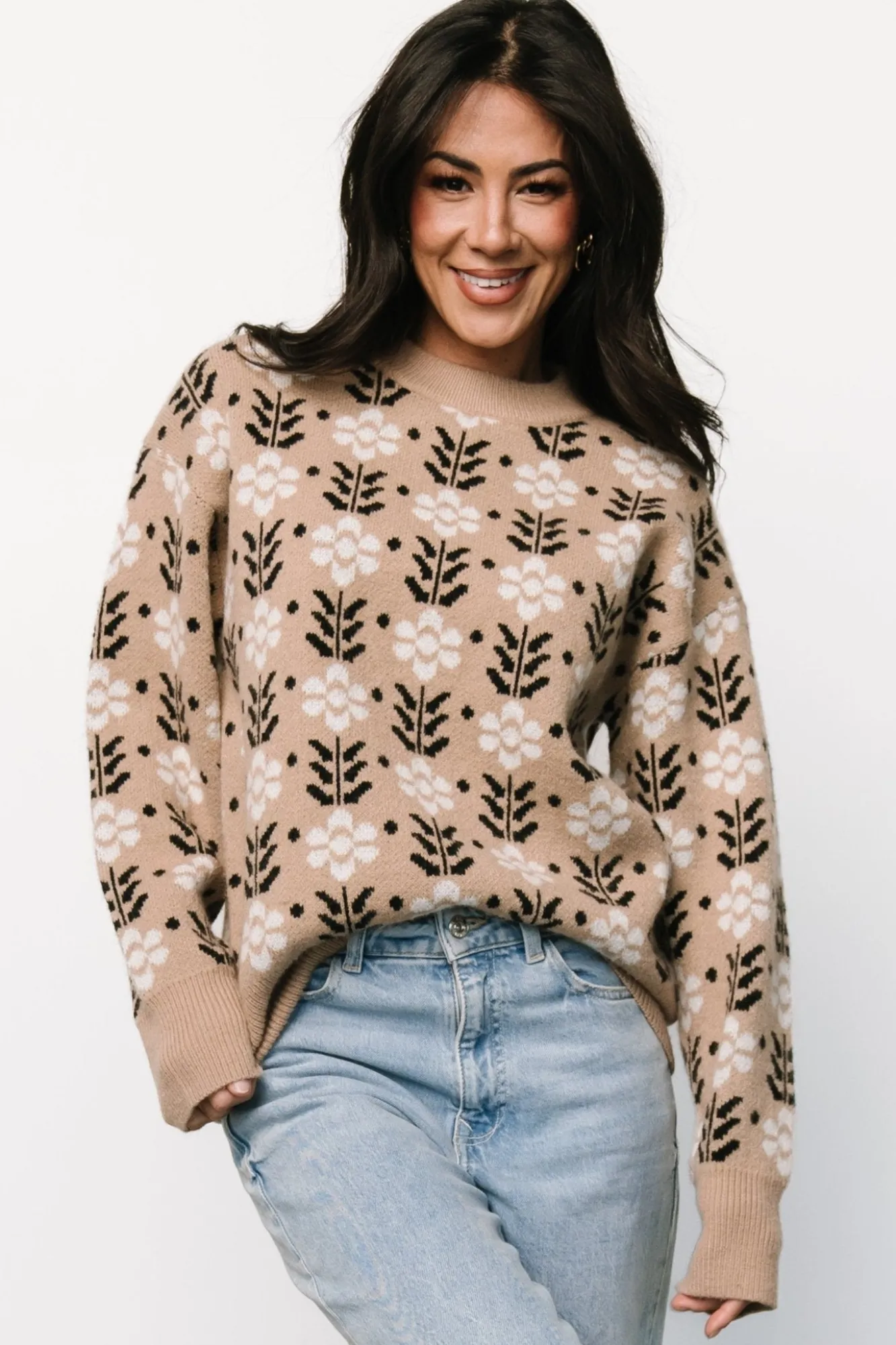 Baltic Born Norris Sweater | Tan Multi Floral
