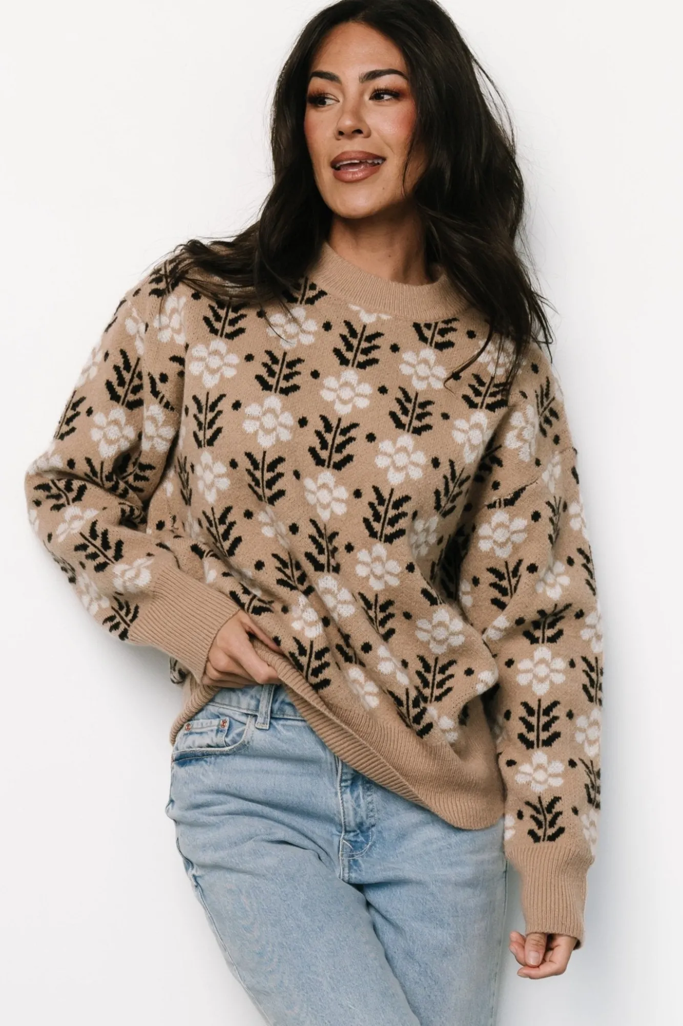 Baltic Born Norris Sweater | Tan Multi Floral