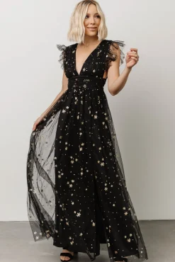 Baltic Born Nova Shimmer Maxi Dress | Black + Gold