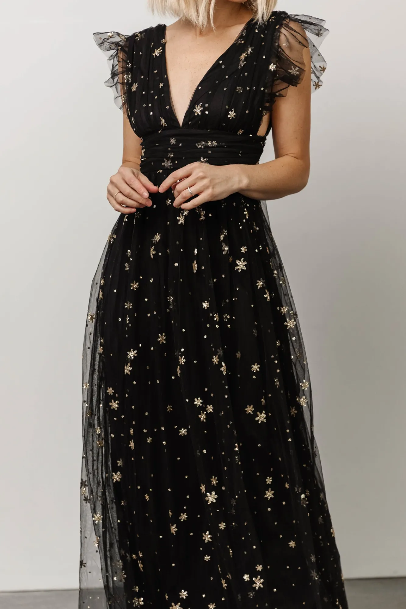 Baltic Born Nova Shimmer Maxi Dress | Black + Gold