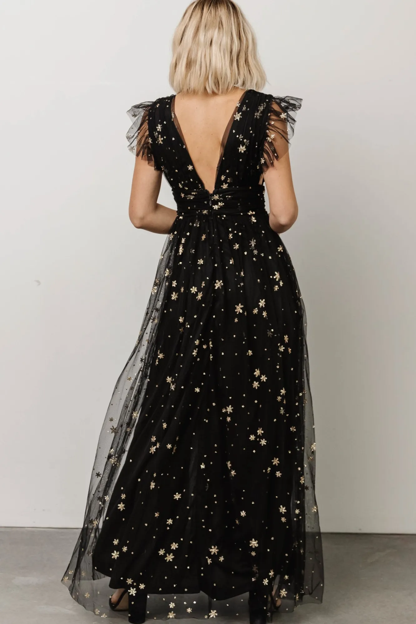 Baltic Born Nova Shimmer Maxi Dress | Black + Gold