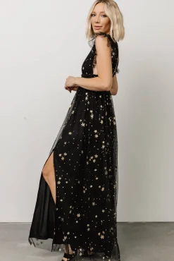 Baltic Born Nova Shimmer Maxi Dress | Black + Gold
