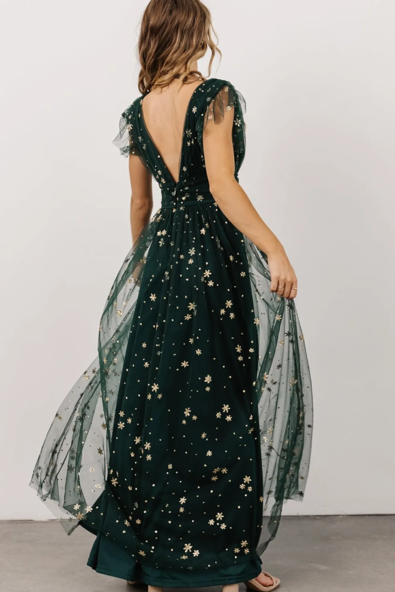 Baltic Born Nova Shimmer Maxi Dress | Green + Gold
