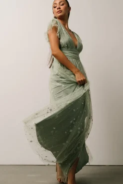 Baltic Born Nova Shimmer Maxi Dress | Sage + Silver