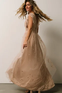 Baltic Born Nova Shimmer Maxi Dress | Natural + Blush