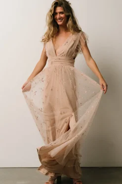 Baltic Born Nova Shimmer Maxi Dress | Natural + Blush