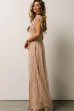 Baltic Born Nova Shimmer Maxi Dress | Natural + Blush