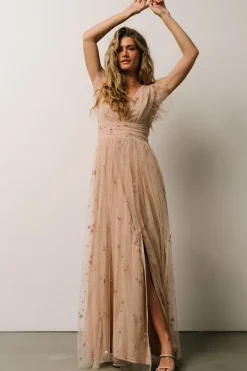 Baltic Born Nova Shimmer Maxi Dress | Natural + Blush
