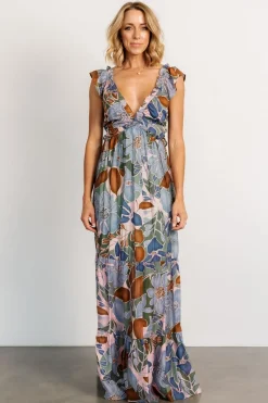 Baltic Born Nylah Back Tie Maxi Dress | Blue Multi