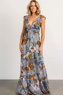 Baltic Born Nylah Back Tie Maxi Dress | Blue Multi