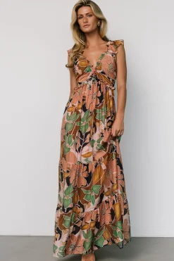 Baltic Born Nylah Back Tie Maxi Dress | Mocha Multi