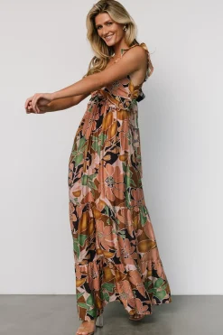 Baltic Born Nylah Back Tie Maxi Dress | Mocha Multi