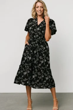 Baltic Born Odeya Tiered Midi Dress | Black + White