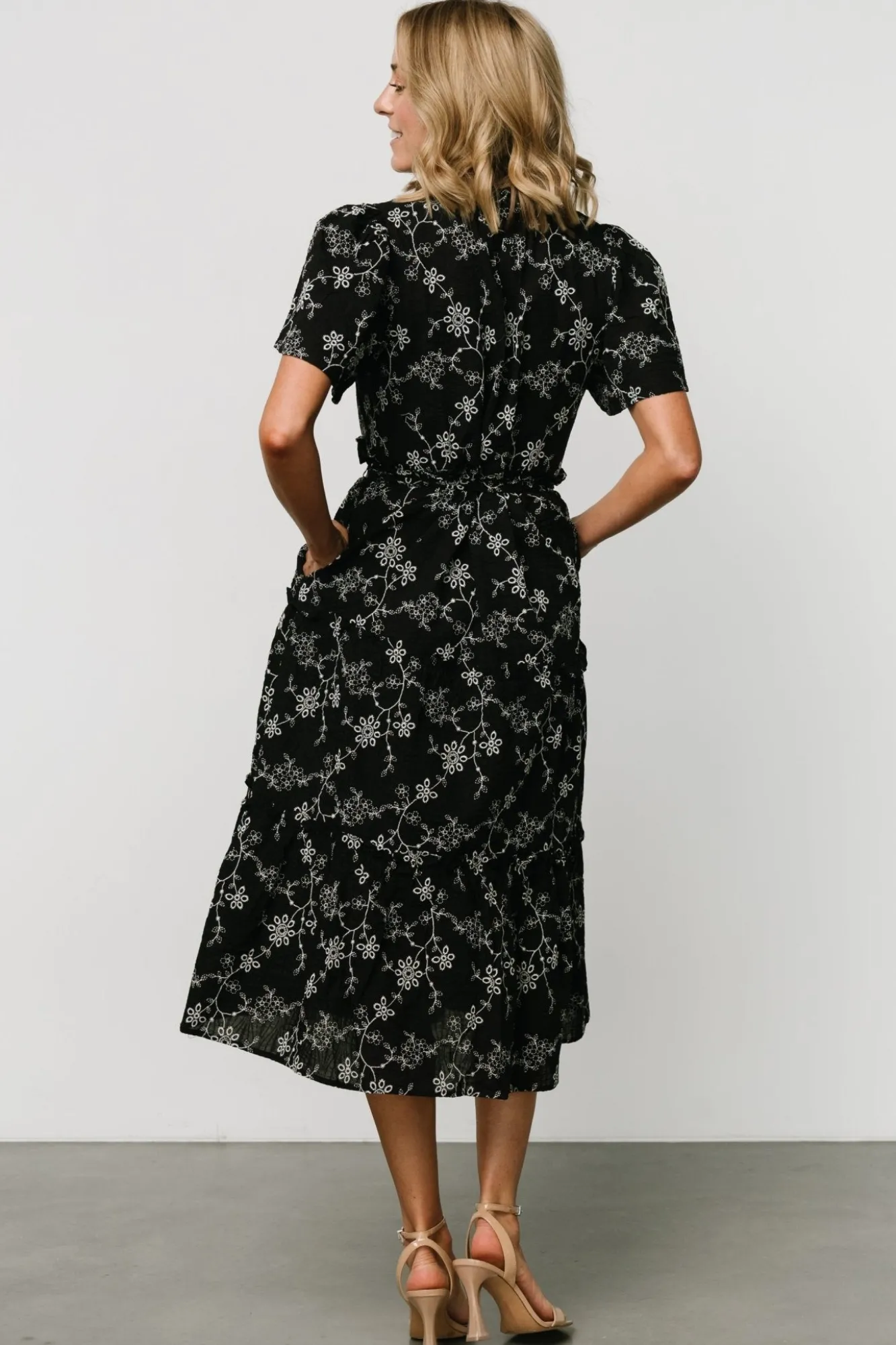 Baltic Born Odeya Tiered Midi Dress | Black + White