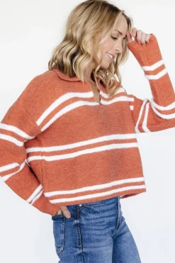 Baltic Born Olsen Stripe Sweater | Dark Clay + White