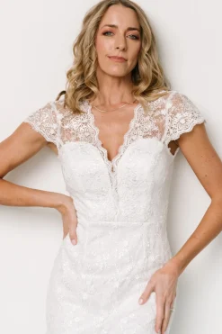 Baltic Born Oriana Embossed Shimmer Midi Dress | Off White